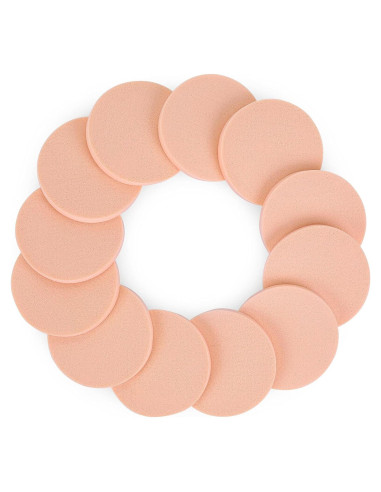 Juego de 12 Esponjas de Maquillaje Molain 5.5 cm Tono Piel