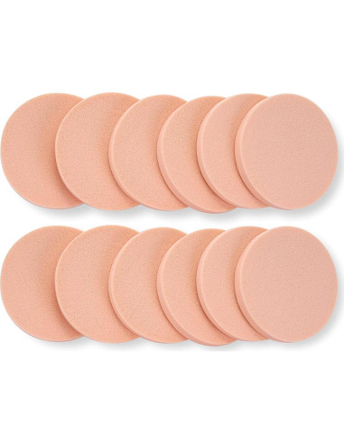 Juego de 12 Esponjas de Maquillaje Molain 5.5 cm Tono Piel