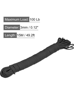 Cuerda trenzada de polipropileno MECCANIXITY 15M Negra 2