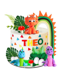 Decoración de Pastel Dinosaurio Arcoíris DRWATE - 16 Piezas
