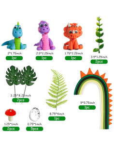 Decoración de Pastel Dinosaurio Arcoíris DRWATE - 16 Piezas 2