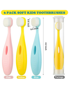 Juego de 6 Cepillos de Dientes Nano Extra Suaves Patelai 2