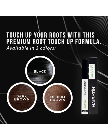 Hairatin Tinte Raíz Negro - Corrector de Cabello 6 Paquetes