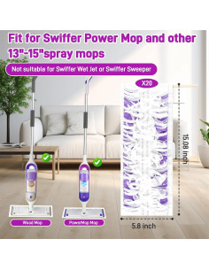 20 Almohadillas de Microfibra para Swiffer Power Mop 38.4x14.7cm 2