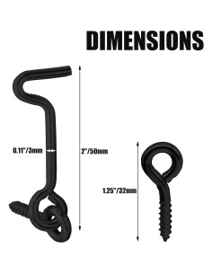 Gancho de Pestillo de Puerta Litoexpe 5 Pcs Acero Carbono Negro 2