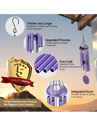 Campanas de Viento Moradas MarcoBambu 93.98 cm Musicales