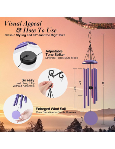 Campanas de Viento Moradas MarcoBambu 93.98 cm Musicales