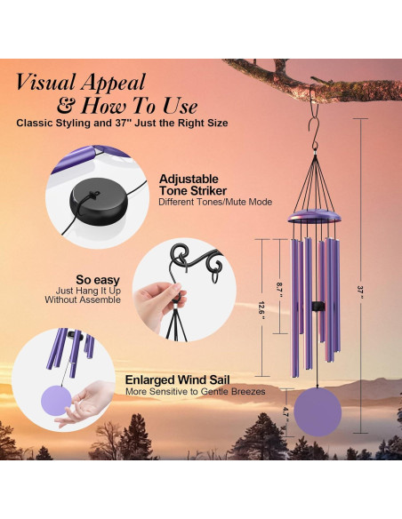 Campanas de Viento Moradas MarcoBambu 93.98 cm Musicales