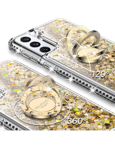 Funda Protectora Silverback para Samsung Galaxy S22 - Dorado Transparente con Soporte