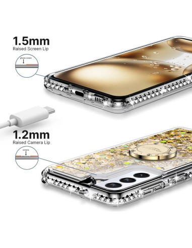 Funda Protectora Silverback para Samsung Galaxy S22 - Dorado Transparente con Soporte