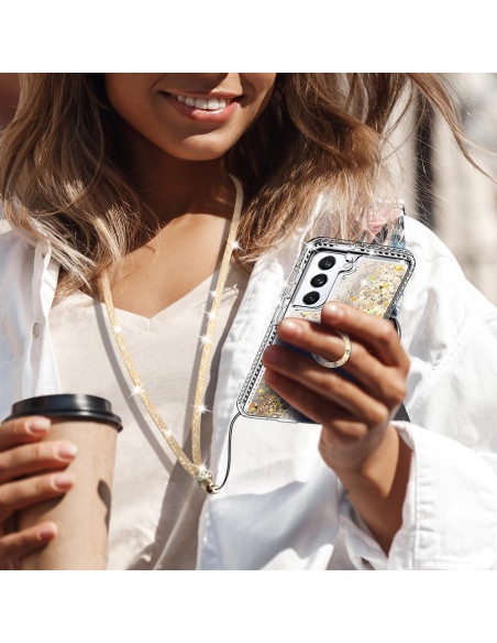 Funda Protectora Silverback para Samsung Galaxy S22 - Dorado Transparente con Soporte Funda Protectora Silverback para Samsung Galaxy S22 - Dorado Transparente con Soporte