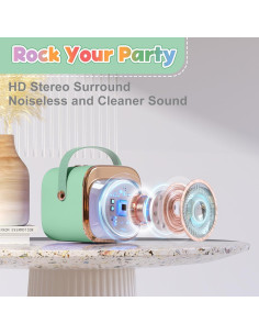 Máquina de Karaoke Mini FLUESTON Verde 2 Micrófonos Inalámbricos 2