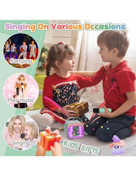 Máquina de Karaoke Mini FLUESTON Verde 2 Micrófonos Inalámbricos