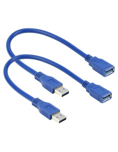 Cable de Extensión USB 3.0 RIITOP Macho a Hembra 30 cm Azul - Paquete de 2