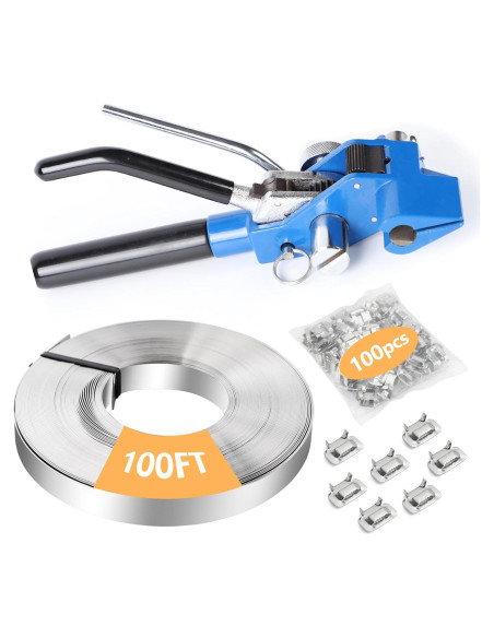 Kit de Banda de Acero Inoxidable YouBiXuan 30,48m Tensionador