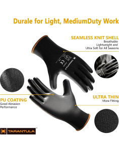 Guantes de Trabajo PU Recubiertos - 12 Pares Medianos 2