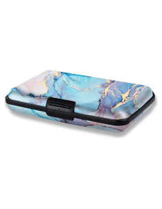 Billetera Mini RFID Aluminio Maicican Veteado Azul 10.9x7.4cm