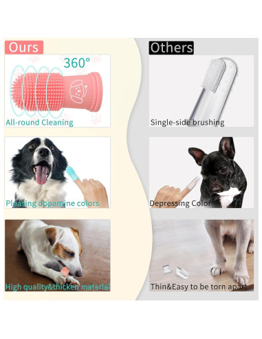 Cepillo de Dedo para Perro Powerfeng - Kit de 6 Piezas