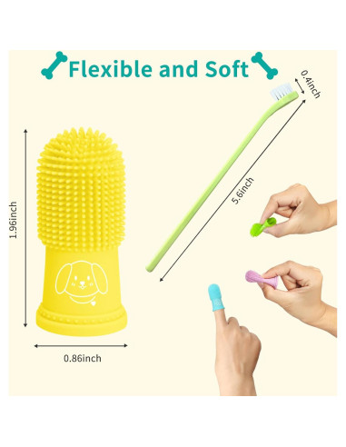 Cepillo de Dedo para Perro Powerfeng - Kit de 6 Piezas