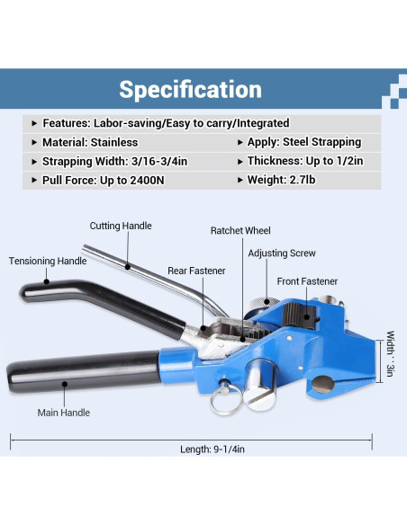 Kit de Banda de Acero Inoxidable YouBiXuan 30,48m Tensionador