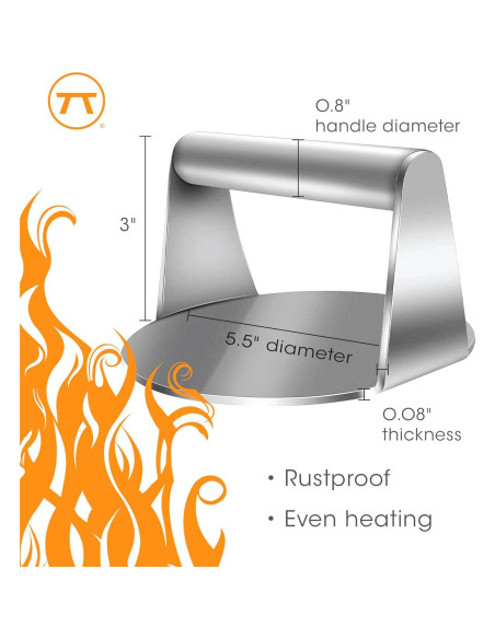 Aplastador de Hamburguesas Fox Run Acero Inoxidable 15.24 cm