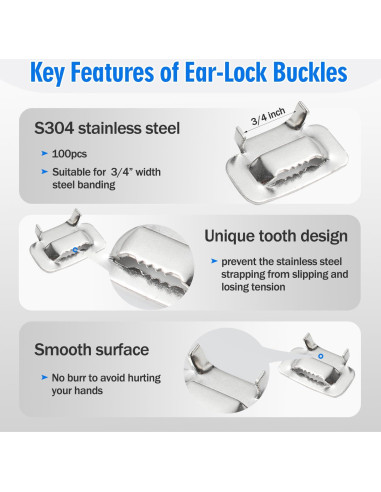 Kit de Banda de Acero Inoxidable YouBiXuan 30,48m Tensionador