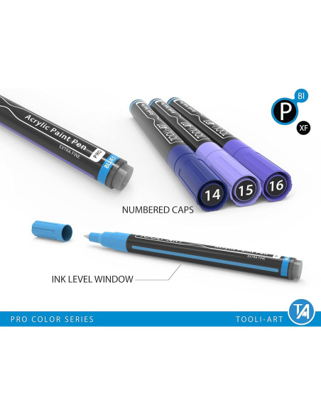 Marcadores de Pintura Acrílica TOOLI-ART 22 Tonos Azules y Morados 0.7mm