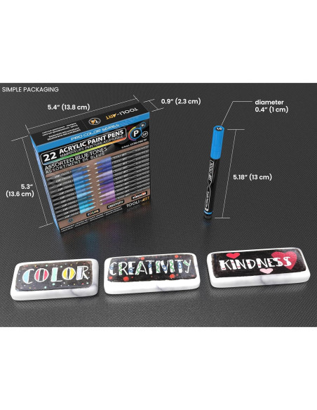 Marcadores de Pintura Acrílica TOOLI-ART 22 Tonos Azules y Morados 0.7mm