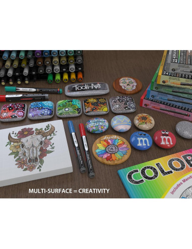 Marcadores de Pintura Acrílica TOOLI-ART 22 Tonos Azules y Morados 0.7mm