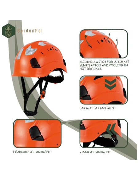 Casco de Seguridad GardenPal Naranja Ajustable Ventilado ABS