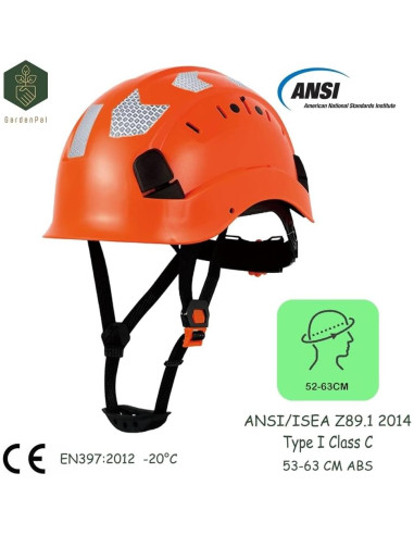 Casco de Seguridad GardenPal Naranja Ajustable Ventilado ABS