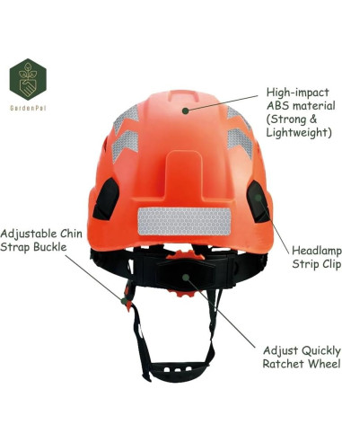 Casco de Seguridad GardenPal Naranja Ajustable Ventilado ABS