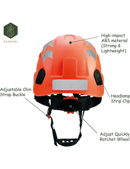 Casco de Seguridad GardenPal Naranja Ajustable Ventilado ABS