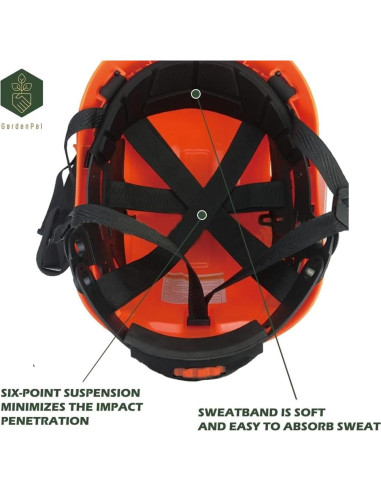 Casco de Seguridad GardenPal Naranja Ajustable Ventilado ABS