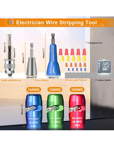 Destripador de Cables Luckyway 3 PCS 10-14 AWG Colorido