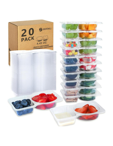 20 Sets Recipientes Reutilizables SINTENILL Doble Compartimento
