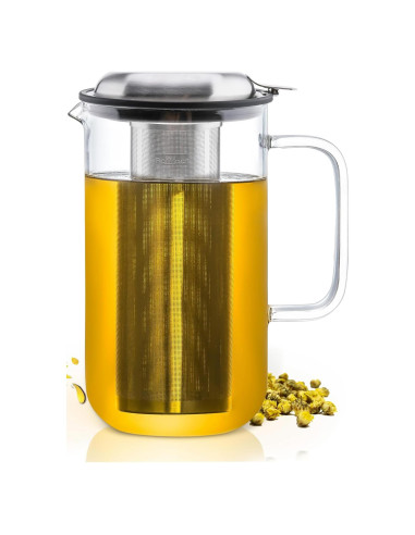 Tetera de vidrio Aquach 51oz con infusor de acero inoxidable