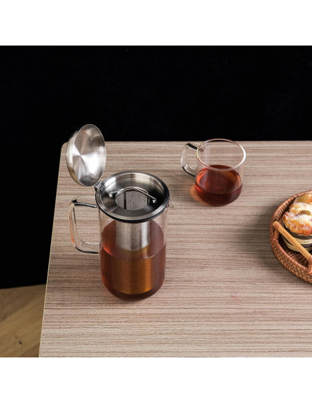 Tetera de vidrio Aquach 51oz con infusor de acero inoxidable