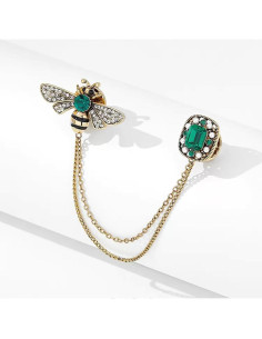 Broche de Insecto Abeja de Cristal XUN Zhe con Cadena 3x2cm 2