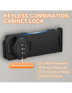 Candado de Combinación KOVOSCH 3 Dígitos Negro para Gabinetes 2