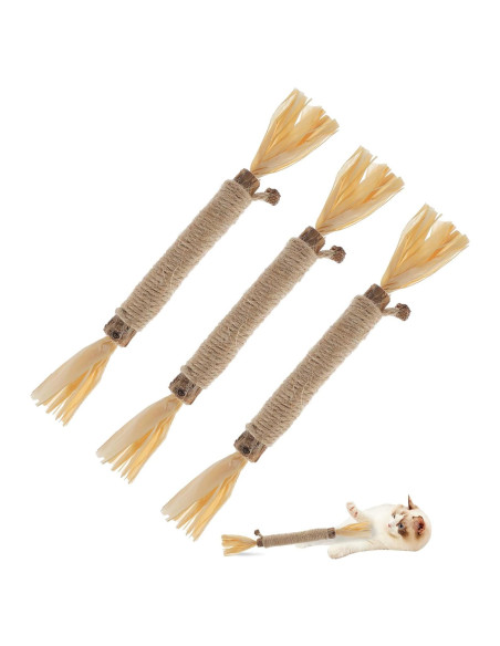 3 PCS Palos de Silvervine para Gatos - Juguetes Naturales Dentales 3 PCS Palos de Silvervine para Gatos - Juguetes Naturales Dentales