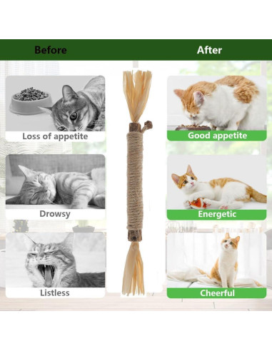 3 PCS Palos de Silvervine para Gatos - Juguetes Naturales Dentales