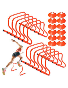 Conjunto de Vallas de Agilidad y Conos Gemscream 12 Pcs Naranja