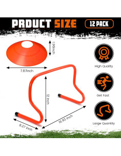 Conjunto de Vallas de Agilidad y Conos Gemscream 12 Pcs Naranja 2