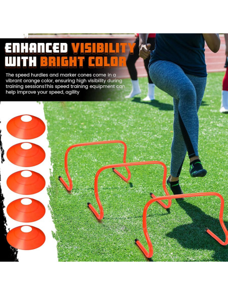 Conjunto de Vallas de Agilidad y Conos Gemscream 12 Pcs Naranja