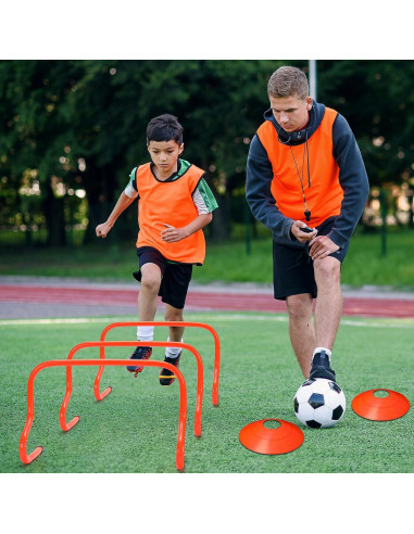 Conjunto de Vallas de Agilidad y Conos Gemscream 12 Pcs Naranja