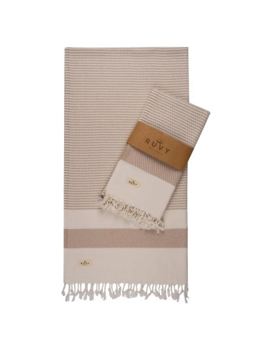 Ruvy Toallas de Playa Turcas 2 Pack 100% Algodón Beige 102x183cm