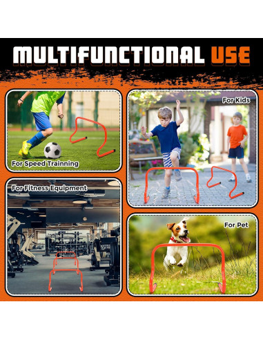 Conjunto de Vallas de Agilidad y Conos Gemscream 12 Pcs Naranja