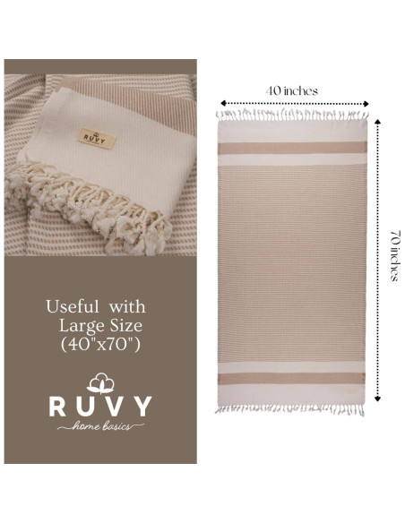 Ruvy Toallas de Playa Turcas 2 Pack 100% Algodón Beige 102x183cm