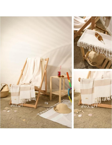 Ruvy Toallas de Playa Turcas 2 Pack 100% Algodón Beige 102x183cm